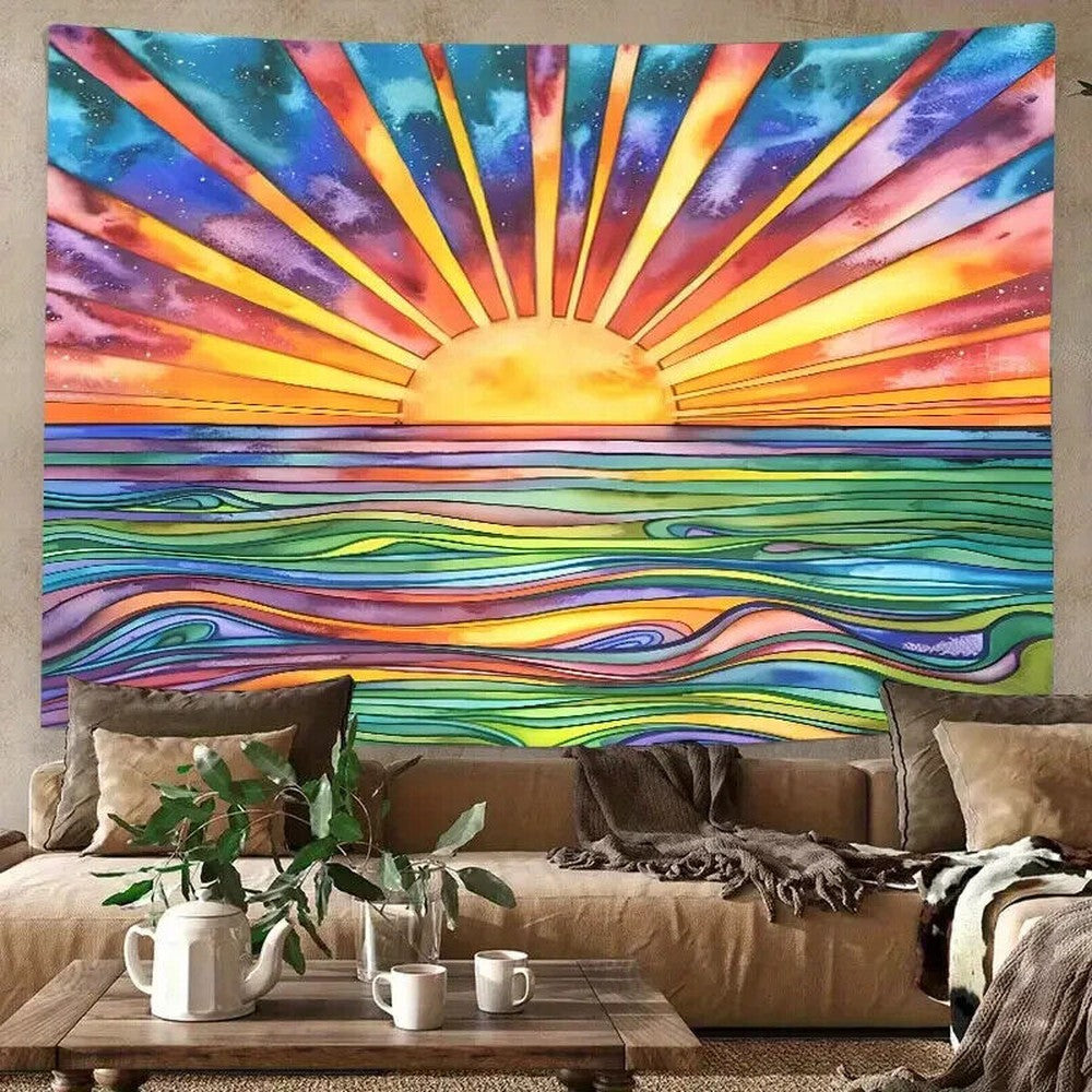 Colorful Artistic Sunshine Fabric Tapestry 78" x 59" NEW! Home & Garden:Home Décor:Tapestries Style Your Walls